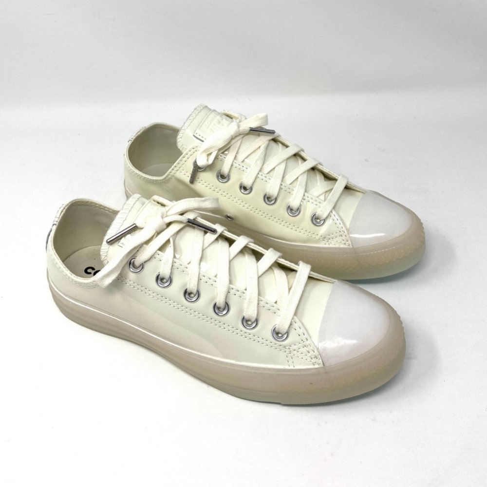 💖MEGA SALE💖Converse CTAS White Patent Leather Casual Shoes Women's 7.5 165605C - Picture 2 of 10